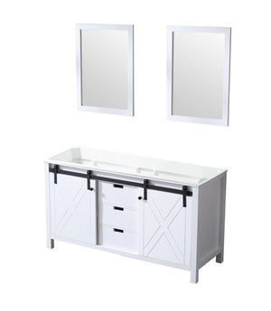 English Elm White Double Bath Vanity 60 in with Two 24 in Mirrors — Fully Assembled Wood Cabinet, Ample Storage, Sleek White Finish, Easy Install B2731S00567