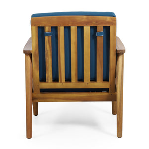 English Elm Christopher Knight Home® - Outdoor Acacia Wood Club Chair Teak with Dark Teal Cushion — Weather-Resistant, 400lb Capacity, Classic Slat Design 68624.00DT