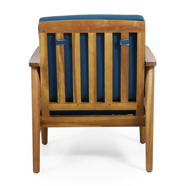 English Elm Christopher Knight Home® - Outdoor Acacia Wood Club Chair Teak with Dark Teal Cushion — Weather-Resistant, 400lb Capacity, Classic Slat Design 68624.00DT