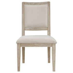 English Elm Verdugo White Washed Cushioned Dining Chair Set of 2 — Rustic Farmhouse Beige Upholstered Comfort, Solid Wood Durable Elegance B062P299978