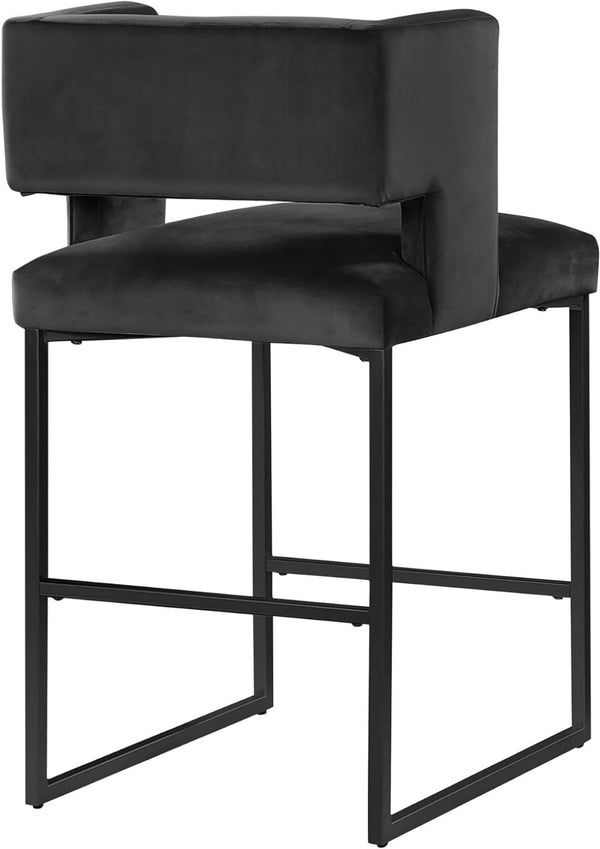 English Elm Modern Glam Counter Stools Set of 2 Velvet Cushioned Seats with Gold Metal Legs Black B011P423327