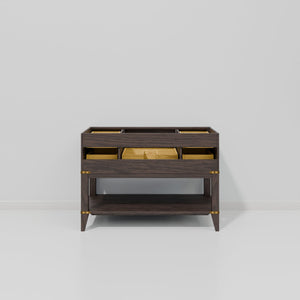 English Elm Brown Oak Single-Sink Vanity 48" With Elegant Carrara Marble Top, Soft-Close Drawers & Ample Storage B2731P260212