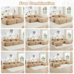 English Elm L-shaped Modular Corduroy Sectional Sofa Ergonomic Low Profile Living Room Seating Camel W714S01240