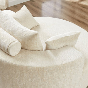English Elm 55'l Chenille Round Sleeper Chair Fluffy Sculptural Seat for Living Room or Bedroom W834P401614