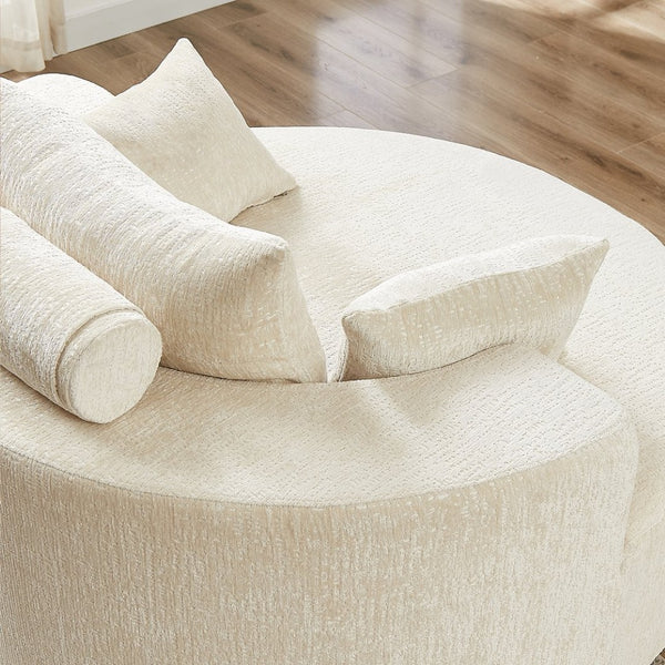 English Elm 55'l Chenille Round Sleeper Chair Fluffy Sculptural Seat for Living Room or Bedroom W834P401614