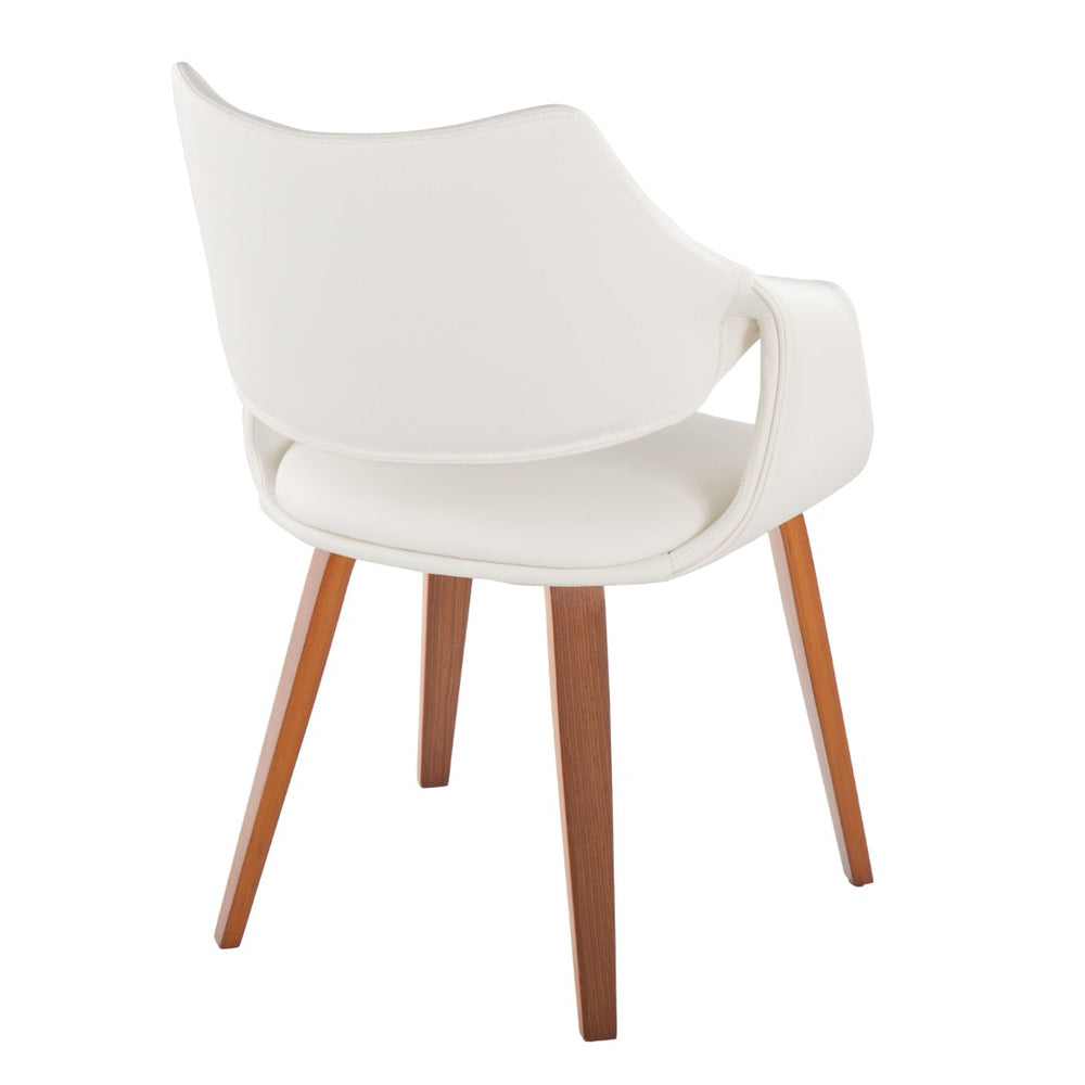 English Elm Chair Set of Two with White Faux Leather Seating and Warm Walnut Bentwood Legs B202S02070