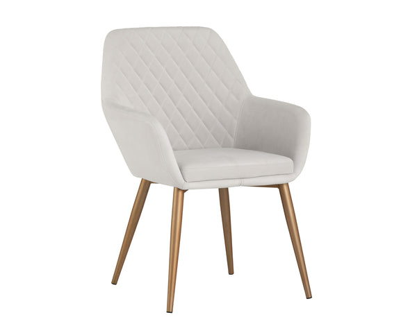 Sunpan Jayna Dining Armchair - Chic Comfort with Elegant Diamond Tufting, Perfect for Stylish Dining Spaces Champagne Gold / Antonio Linen