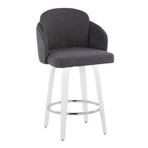 English Elm Fixed-height Swivel Counter Stools with Faux Leather Seats and Chrome Footrest Set of 2 Grey B202S01810