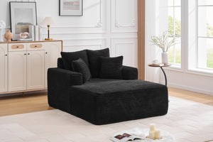 English Elm Oversized Corduroy Chaise Sleeper Sofa Deep Seat Lounge Chair for Apartment Bedroom Black W1752P402833