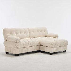 English Elm Modular Cloud Sectional with Ottoman Deep Seat Flannelette Sofa for Living Room Beige W2120S00025
