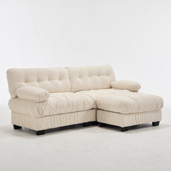 English Elm Modular Cloud Sectional with Ottoman Deep Seat Flannelette Sofa for Living Room Beige W2120S00025