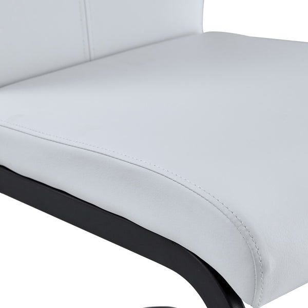 English Elm Table Set 64.5" Stylish Black Wood Dining Table With 6 White Pu Chairs - Modern Elegance For Your Home W1151S04303-GIGA