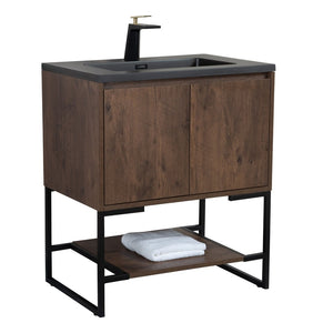 English Elm 24'' Rosewood Floating Bathroom Vanity Base with Stainless Steel Legs for Small Spaces W1920P254035
