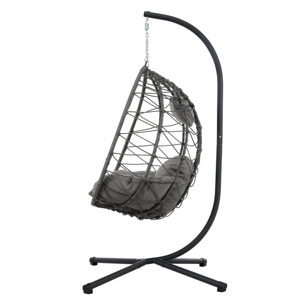 English Elm Egg Chair With Stand - Cozy Indoor Outdoor Wicker Swing Chair For Relaxation In Any Space W1703P163948