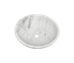 English Elm White Natural Marble Vessel Sink - Semi-Polished Elegance For Modern Bathrooms, 15.7" Diameter W1696P333277-GIGA