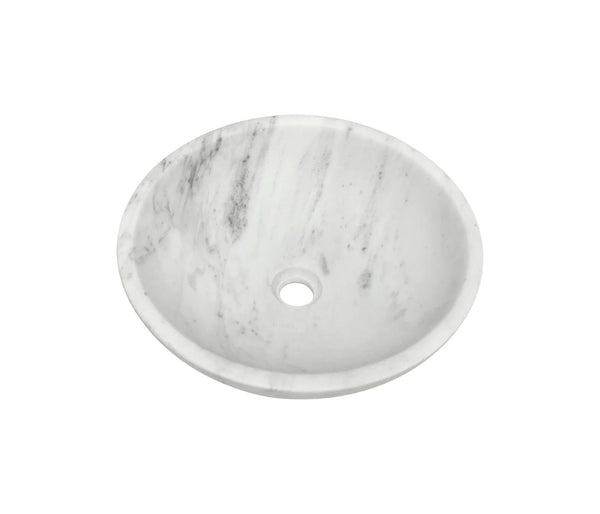 English Elm White Natural Marble Vessel Sink - Semi-Polished Elegance For Modern Bathrooms, 15.7" Diameter W1696P333277-GIGA
