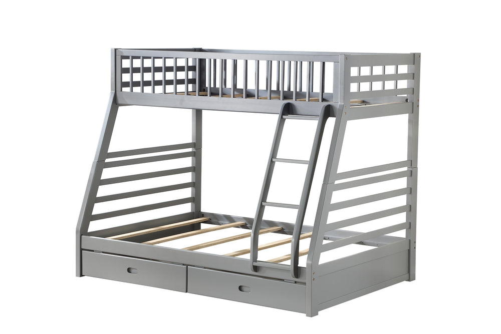 English Elm Jason Gray Twin/Full Bunk Bed with 2 Roll-Out Storage Drawers, Convertible, Pine Frame, 330lb Capacity B2726S00356