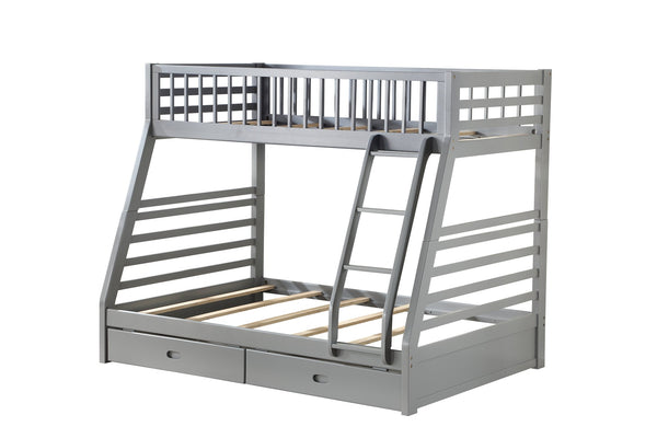 English Elm Jason Gray Twin/Full Bunk Bed with 2 Roll-Out Storage Drawers, Convertible, Pine Frame, 330lb Capacity B2726S00356