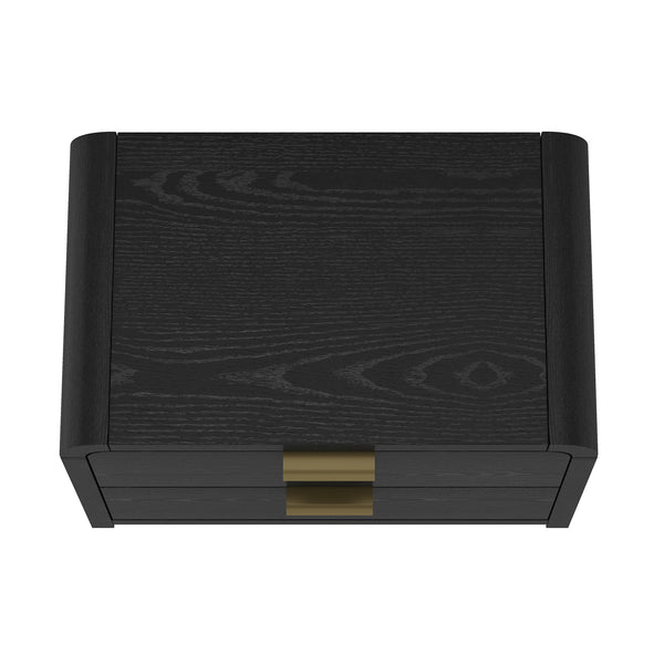 English Elm Grace 28" Nightstand Black & Gold – Modern MDF Bedside Table with 2 Soft-Close Drawers, Chic Glam Handles B365P400011