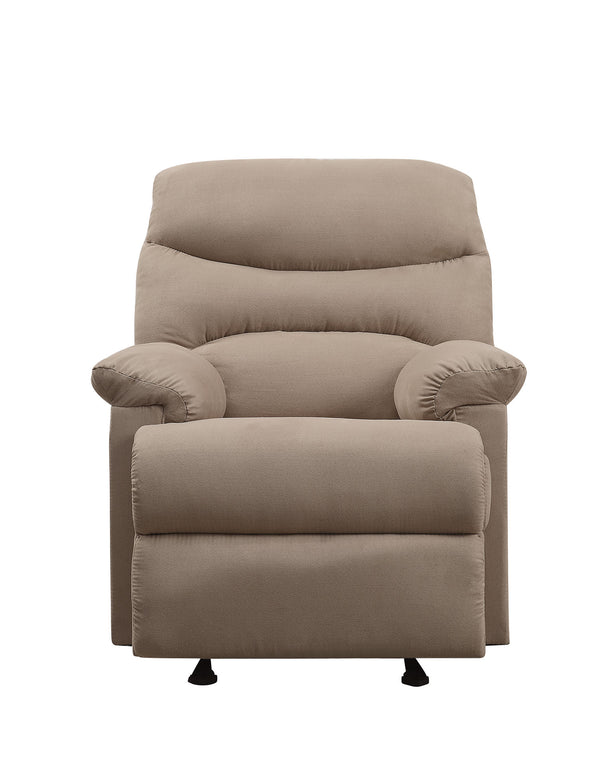 English Elm Arcadia Plush Microfiber Motion Recliner with Pillow-Top Arms, Smooth Latch Mechanism for Relaxation Light Brown 32 L x 31 W x 27 H B2726P256679