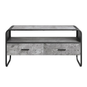 English Elm Modern Sleek TV Stand with Faux Concrete Top and Open Shelf Storage Minimalist Frame for Living Room Decor and Media Organization Black,Gray 17 L x 42.5 W x 8.5 H B2741P337133