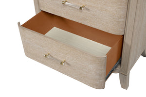 English Elm Transitional Oak Veneer Nightstand with Usb Charging Dovetail Drawers Acrylic Pulls B2741P435317