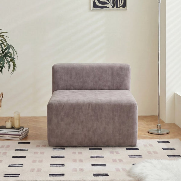 English Elm Cube Velvet Lounge Chair Dense Foam Compact Seat for Bedroom or Studio Apartment W3670P355790