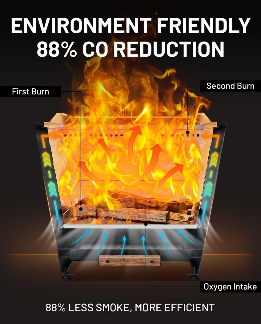 English Elm Cyberpit One Pro 25-Inch Smokeless Fire Pit - Portable Wood-Burning Design For Clean Outdoor Fun! W944P272791