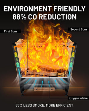 English Elm Cyberpit One Pro 25-Inch Smokeless Fire Pit - Portable Wood-Burning Design For Clean Outdoor Fun! W944P272791
