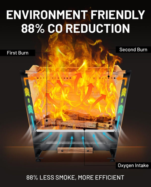 English Elm Cyberpit One Pro 25-Inch Smokeless Fire Pit - Portable Wood-Burning Design For Clean Outdoor Fun! W944P272791
