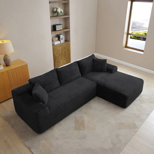 English Elm 105'' Modular Cloud Sectional Corduroy L-shape Couch Deep Seat Living Room Lounge W1117S00328
