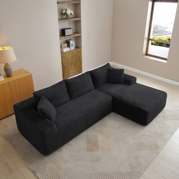 English Elm 105'' Modular L-shape Sectional Deep Seat Corduroy Couch for Living Room Lounge W1117S00388
