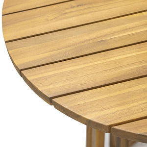 English Elm Christopher Knight Home® - Outdoor 3-Piece Acacia Wood Dining Set With Cushions, Stylish Teak Finish & Weather-Resistant Design N773P210139B2_N773P191382T