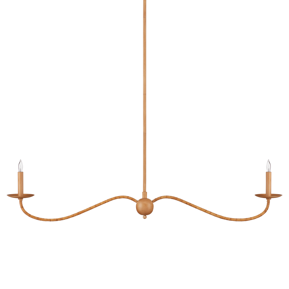 Saxon Rattan Linear Chandelier: Elegant Modern Lighting for Kitchen Islands & Coastal Chic Decor