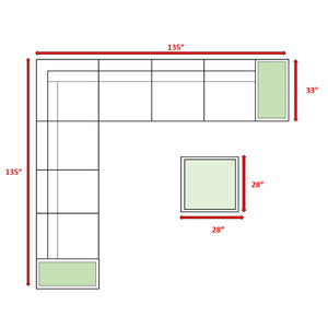 English Elm Wicker 10‑Piece 6‑Person Oversized Sectional with 15 Plush Olefin Grey Cushions, Glass Tables, Ready B120S00266