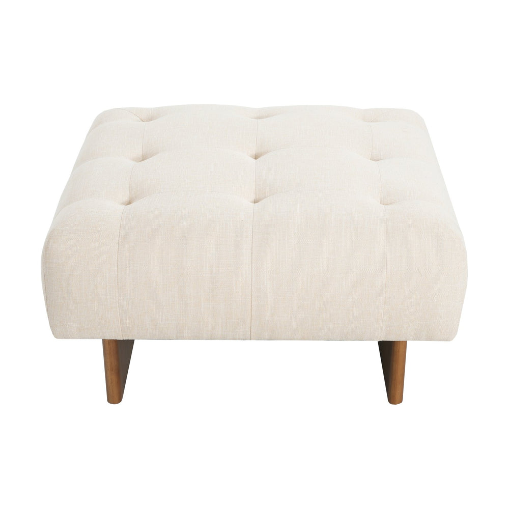 English Elm Christopher Knight Home® - Square Upholstered Tufted Linen Ottoman with Pocket Coil Comfort, Rubber Wood Legs, Beige, 32" N757P296692I