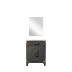English Elm Black Oak Single Bath Vanity With Acrylic Top & Mirror – Perfect For Compact Spaces & Modern Style B2731S02121