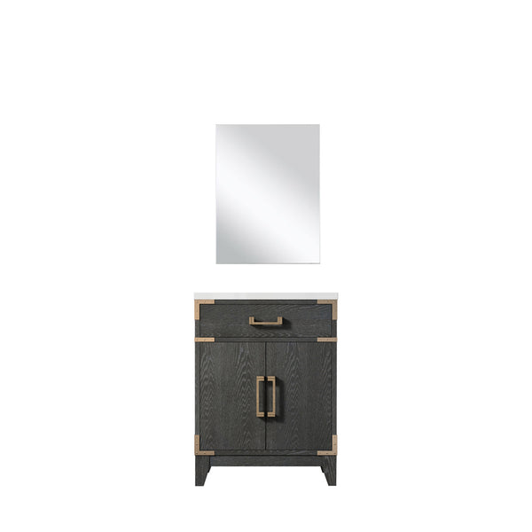 English Elm Black Oak Single Bath Vanity With Acrylic Top & Mirror – Perfect For Compact Spaces & Modern Style B2731S02121