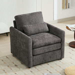 English Elm 31.9" Cozy Upholstered Armchair with Chenille Fabric, Double-Layer Cushions & Lumbar Support Grey N719P251495E