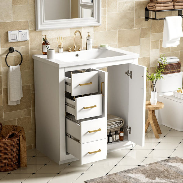 English Elm 30'' Bathroom Vanity With Elegant Ceramic Sink, Solid Wood Frame, Soft-Close Doors & Ample Storage N710P191970K