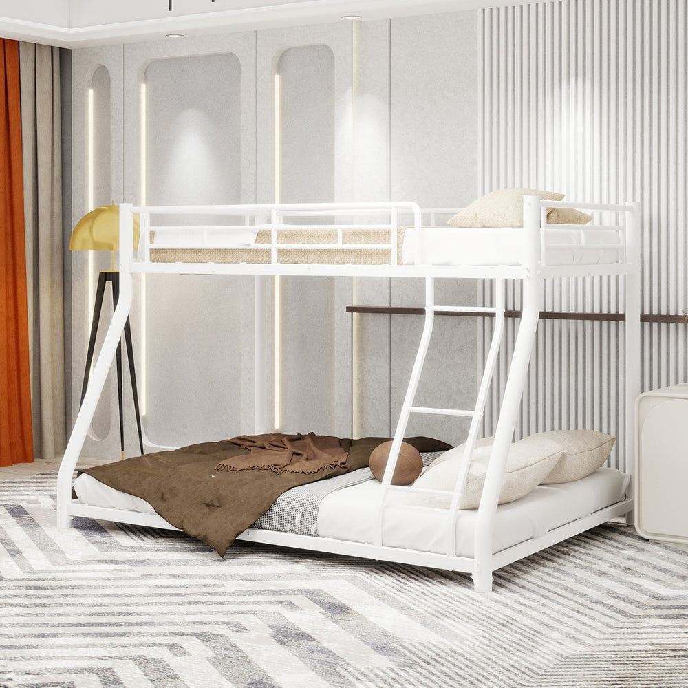 English Elm Metal Twin Over Full Bunk Bed With Removable Stairs, Heavy-Duty Frame & 12" Under-Bed Storage Space W1935P195937