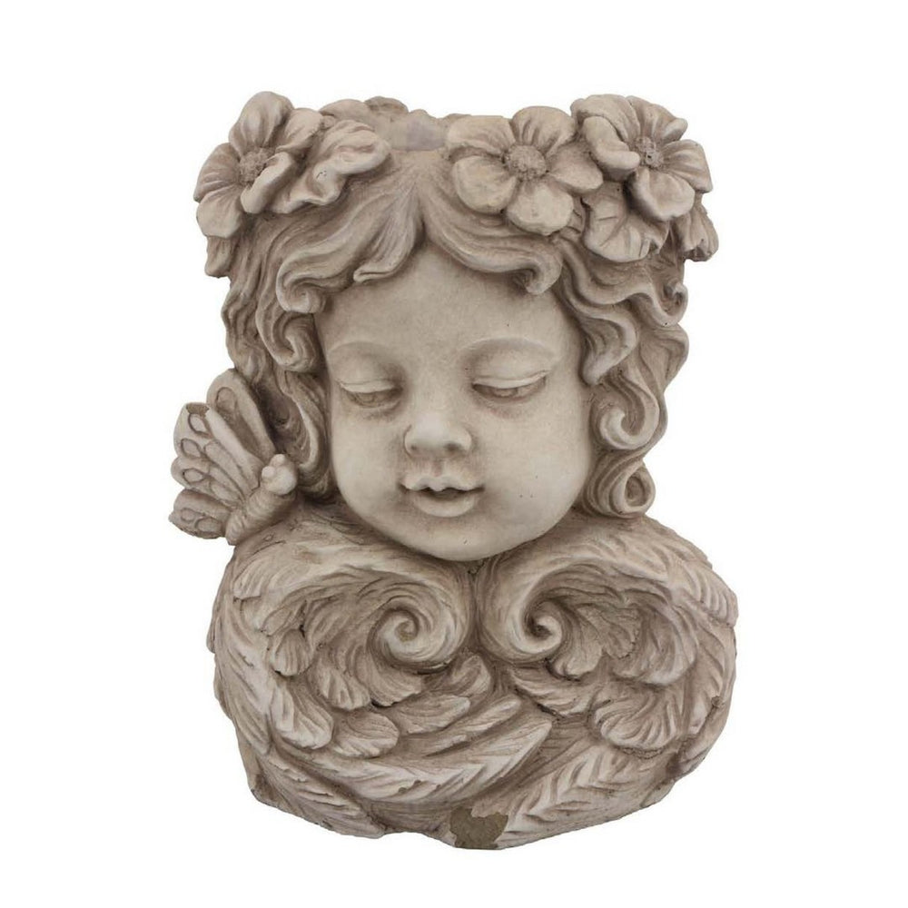 English Elm Accent Terracotta Face Planter Handcrafted Floral Relief Bohemian Sculptural Decor B056P416957