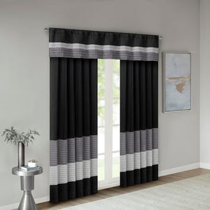 English Elm Polyoni Pintuck Curtain Panel - Modern Striped Design, Light Filtering, Textured Window Treatment 50X84" B03598063-GIGA