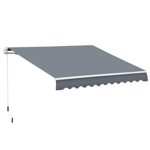 English Elm Outsunny 10' X 8' Retractable Patio Awning - Uv & Water-Resistant Shade With Manual Crank, Dark Gray W2225P200448-GIGA