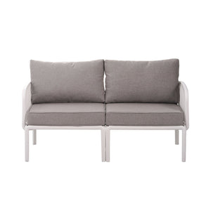 English Elm Christopher Knight Home® - 3 Piece Patio Conversation Set with Deep Seating Loveseat and Square Glass Coffee Table, Waterproof Cushions, Modern Outdoor Patio Furniture for Porch and Balcony (Seats 2, Heavy-Duty 400lb Capacity) White+gray N780P199459W