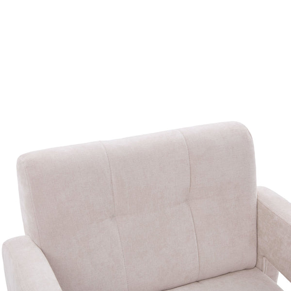 English Elm Modern Chenille Armchair with Ergonomic Curved Armrests, 500lb Capacity, Nordic Minimalist Accent Chair for Living Room Beige W395P380514