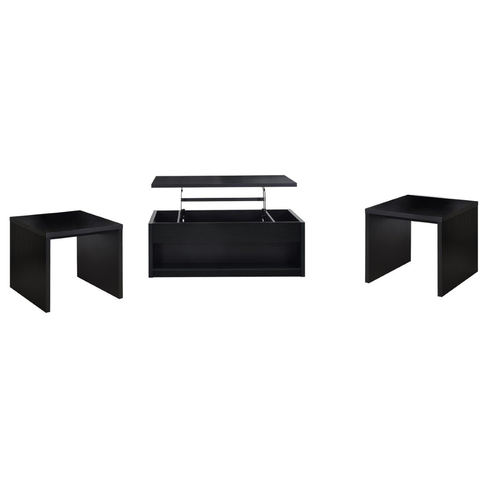 English Elm Nuberg Driftwood Gray Living Room Coffee and End Table Set with Storage Shelves B062S01579