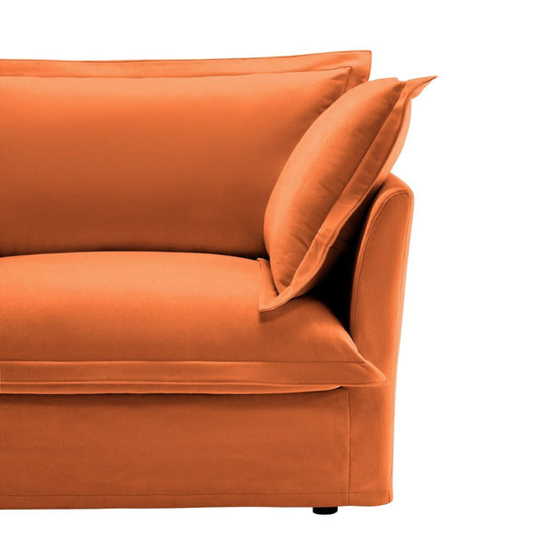 English Elm Streamlined Velvet Modular L-shape Sectional Sofa with Cloud Foam and French Piping Orange W3041S00132