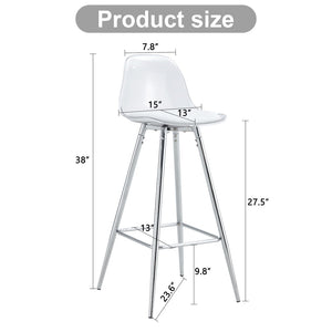 English Elm Modern Pu Leather Upholstered Barstools with Slim Metal Legs for Kitchen Counter Seating W1151P154367
