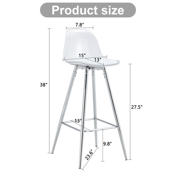 English Elm Modern Pu Leather Upholstered Barstools with Slim Metal Legs for Kitchen Counter Seating W1151P154367